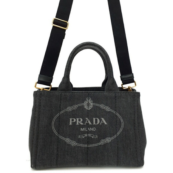 Prada Denim Handbag Bag Canapa - Picture 1 of 8